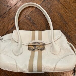 PRADA White Calfskin Leather Shoulder Bag